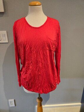 George Women’s Crochet Trim Pocket Tee | Size XL | Red